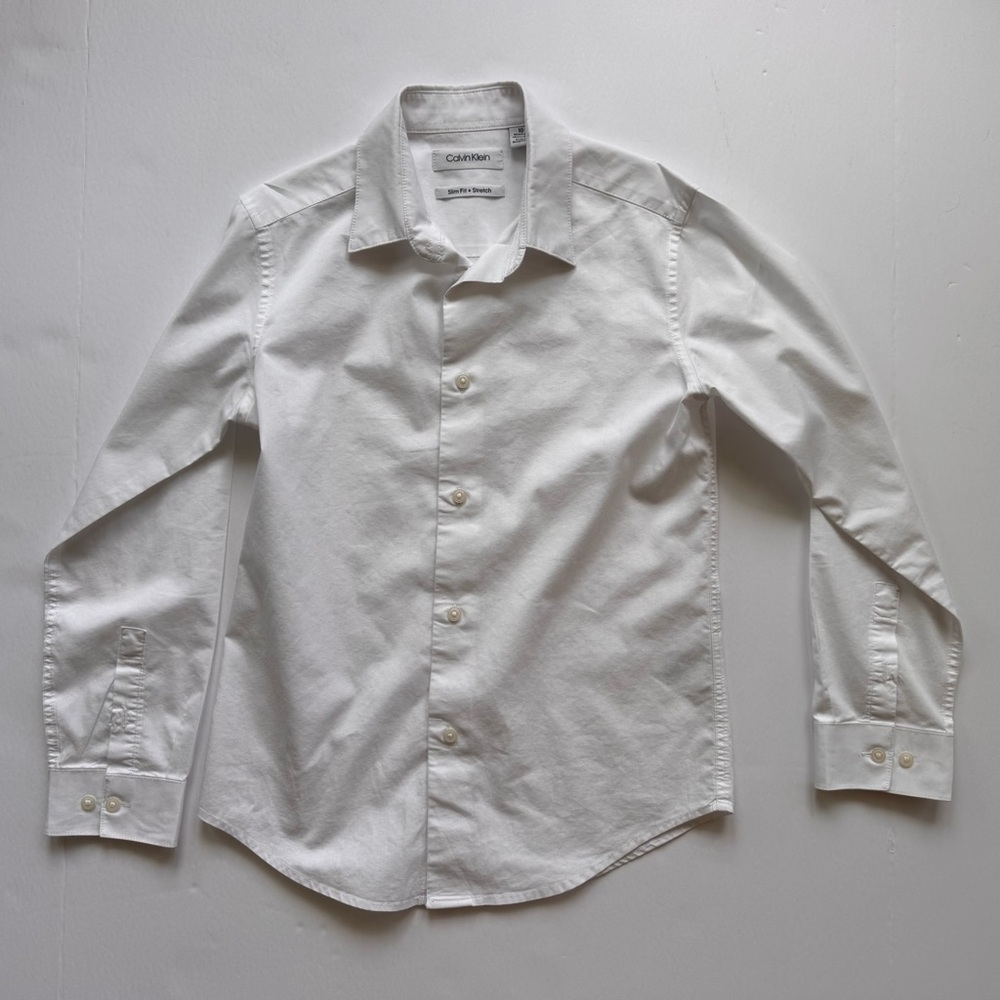 Calvin Klein Button Down Dress Shirt Dress Boys White